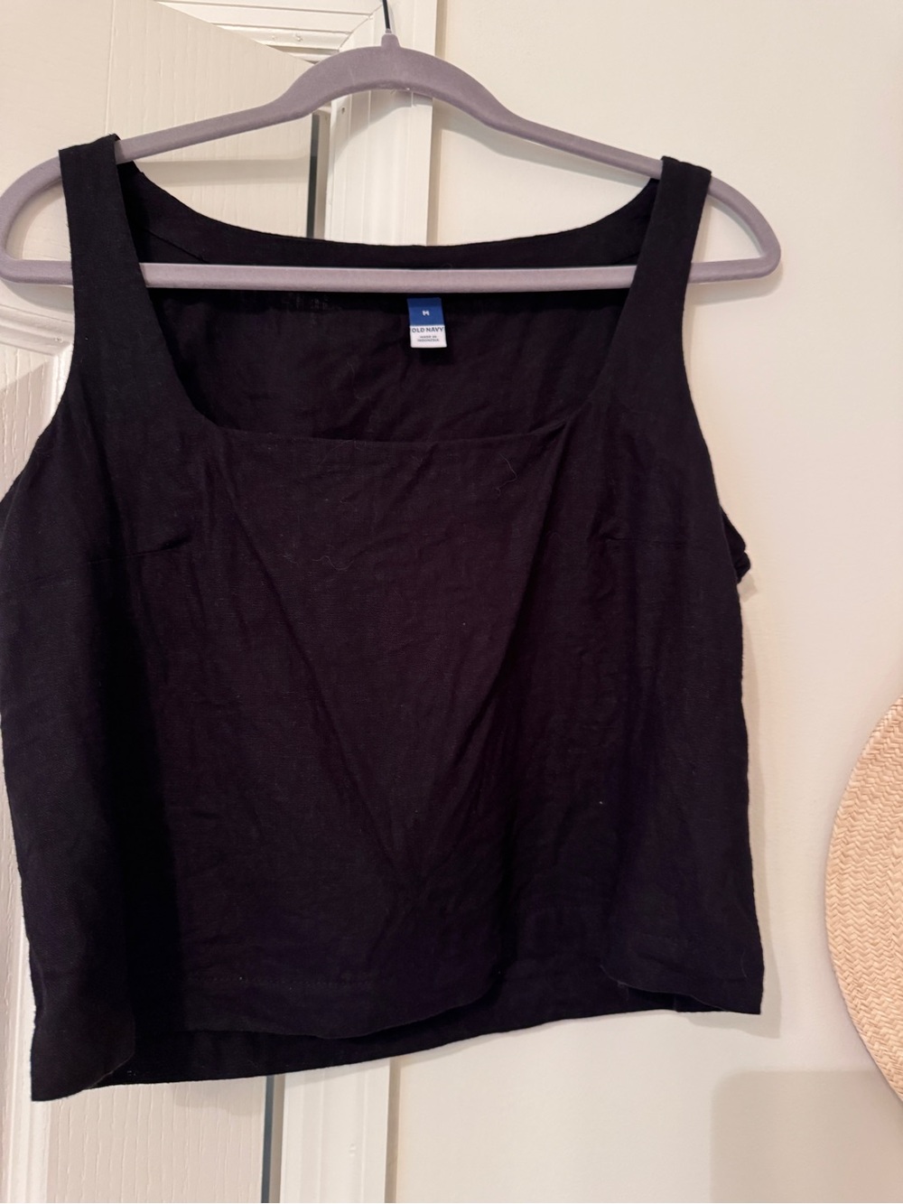 Old Navy Black Square-Neck Linen Tank and Matching Pant